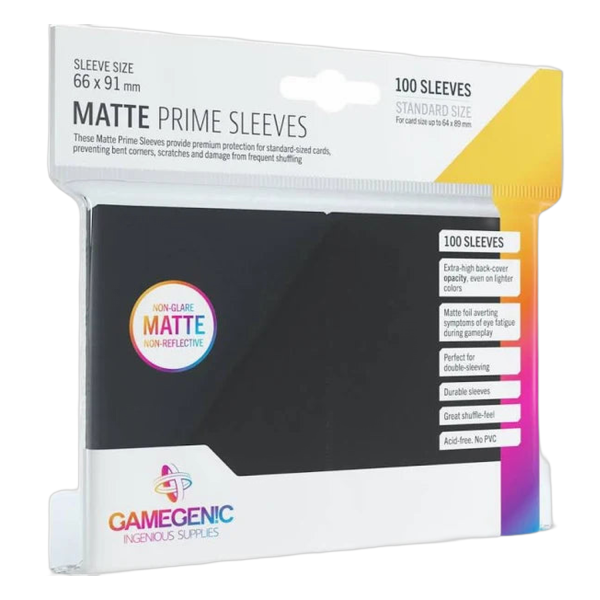 Gamegenic Matte Prime Sleeves Black (100 St&uuml;ck, Standardgr&ouml;&szlig;e 66x91 mm)